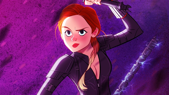 Black Widow from Avengers Endgame Cartoon Art 4K
