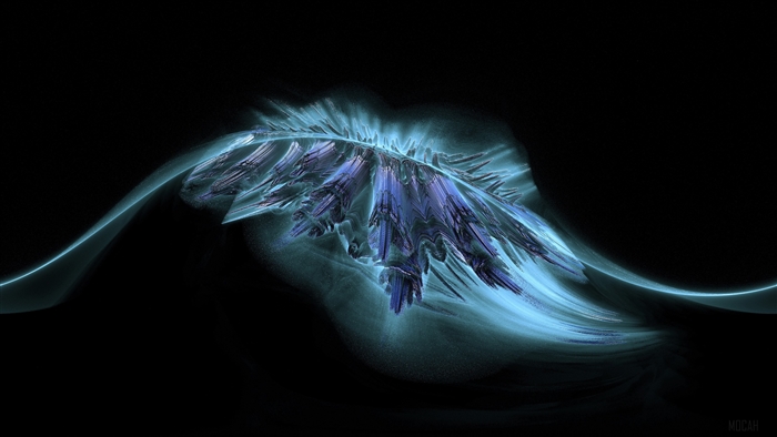 Abstract blue and purple fractal art 4K