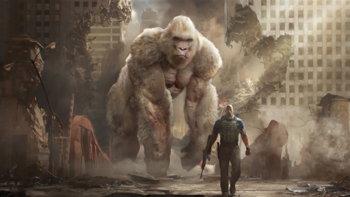 George the Gorilla and Dwayne Johnson in Rampage 4K
