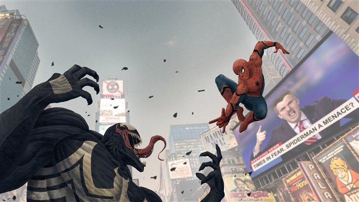 Spider-Man vs. Venom in Times Square 4K