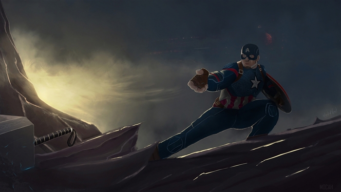 Captain America with Mjolnir and Shield 4K