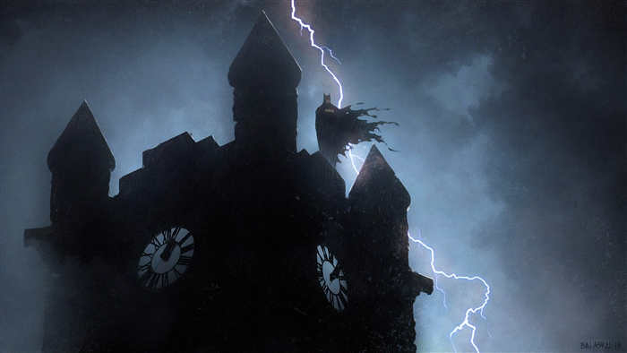 Batman on a Clock Tower during a Lightning Storm 4K