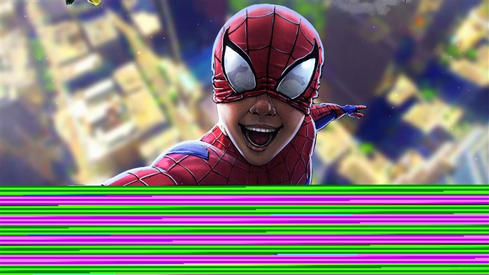 Spider-Man from Into the Spider-Verse taking a selfie 4K