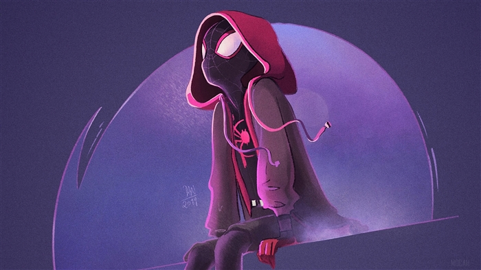 Miles Morales Spider-Man sitting and thinking 4K
