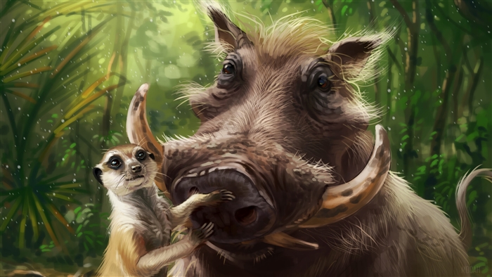 Timon and Pumbaa from The Lion King 4K