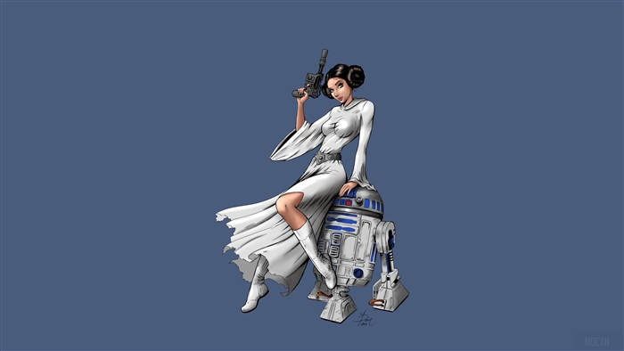 Princess Leia with R2-D2 from Star Wars 4K