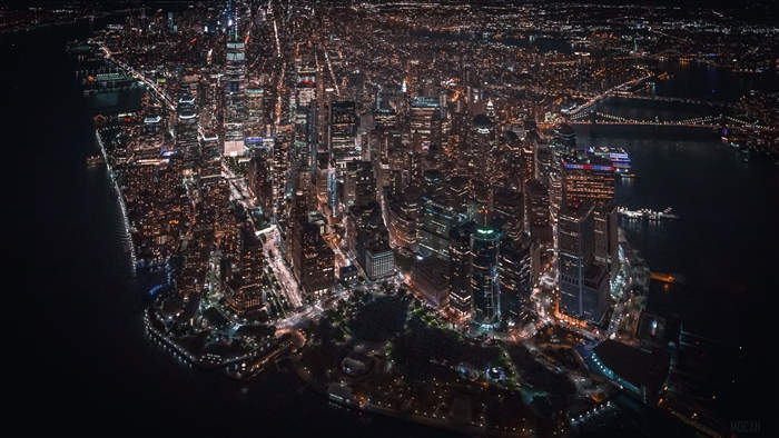 New York City Downtown Helicopter View 4K