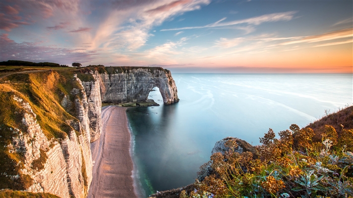 Etretat Cliffs and Arch Normandy France 4K