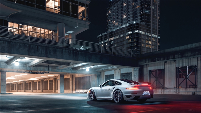 White 2019 Porsche 911 Turbo S 4K