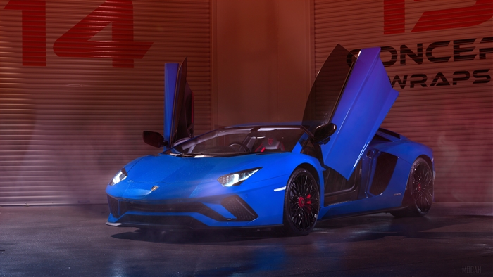 Blue Lamborghini Aventador 2019