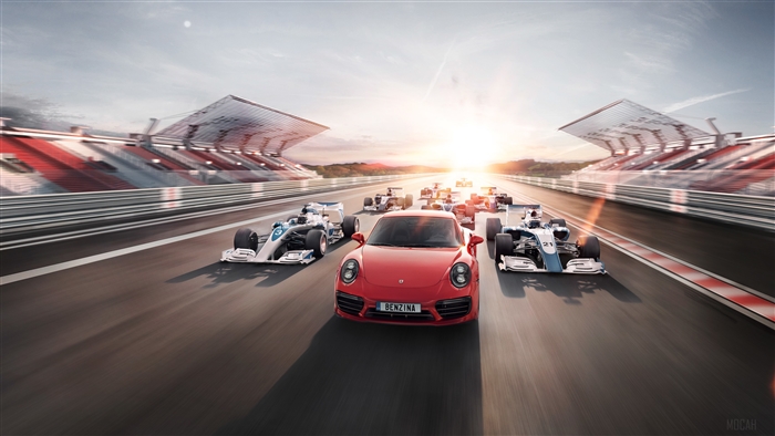 Porsche and F1 Cars on Race Track 4K
