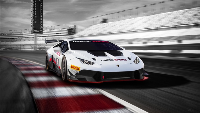 White Lamborghini Huracan GT3 Dream Racing 4K