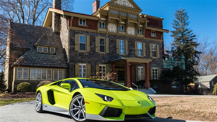 Lime Green Lamborghini Aventador LP 700 Miura Homage 4K