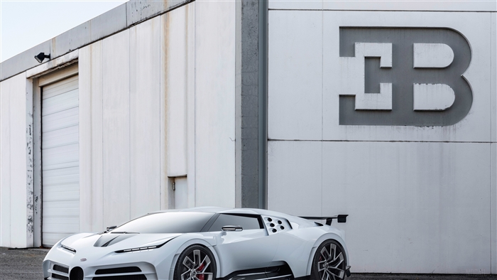 Bugatti Centodieci in front of Bugatti building