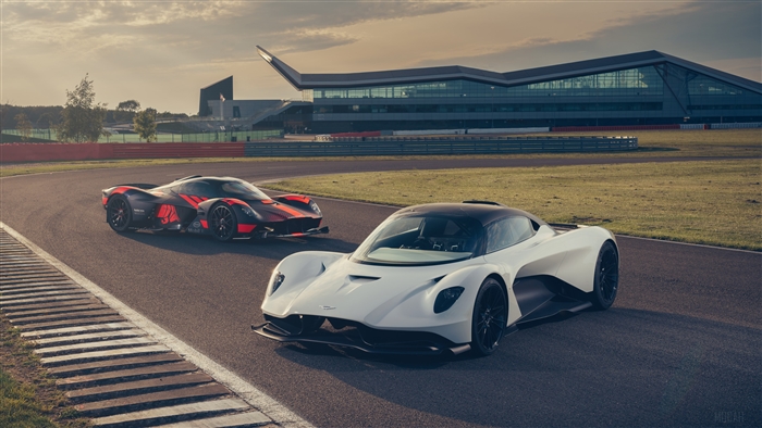 Aston Martin cars on a race track
