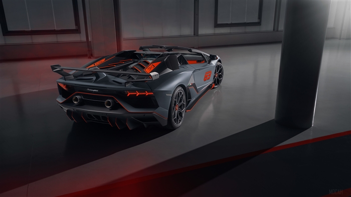 Lamborghini Aventador SVJ 63 Roadster rear view 4K