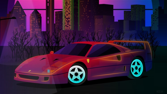 Retro Ferrari F40 in Neon City 4K