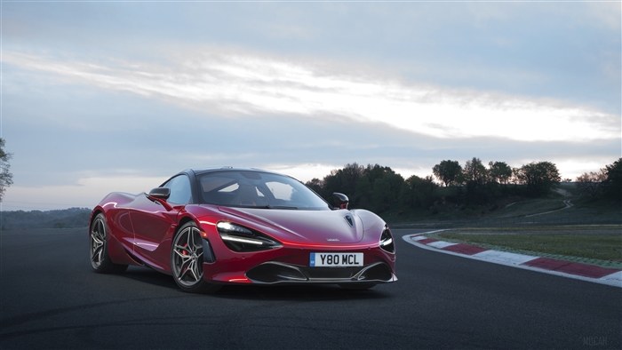 Red McLaren 720S 2019 on a Race Track