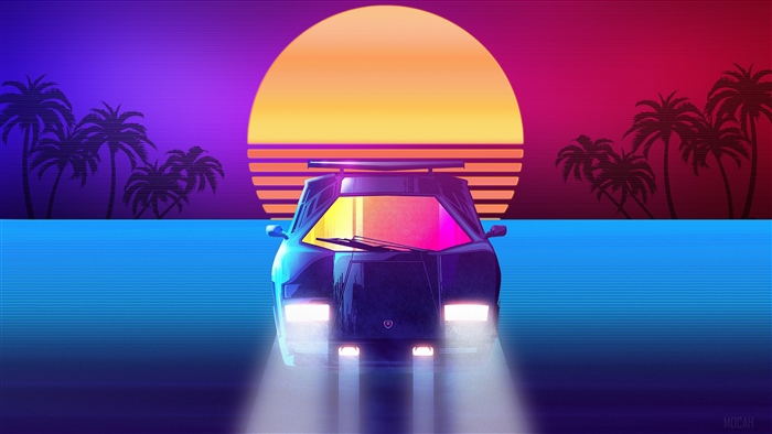 Lamborghini Countach Synthwave 4K