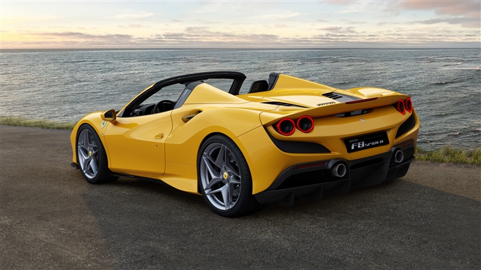 Yellow Ferrari F8 Spider 2019 Rear 4K