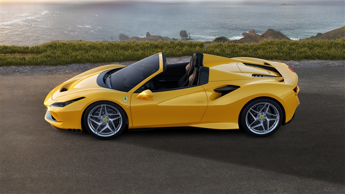 Yellow Ferrari F8 Spider 2019 4K