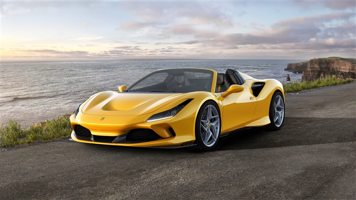 Yellow Ferrari F8 Spider 2019 4K
