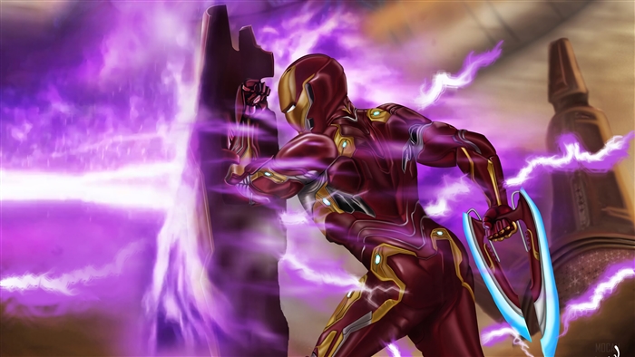 Iron Man in purple energy