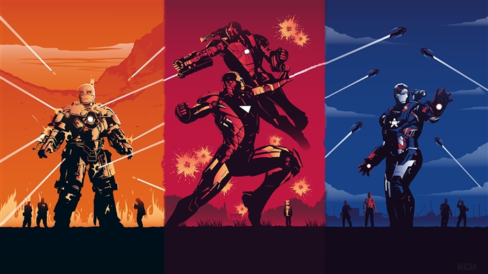 Iron Man and War Machine Triptych Art 4K