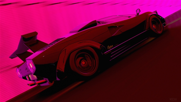 Lamborghini Countach in a pink light tunnel 4K