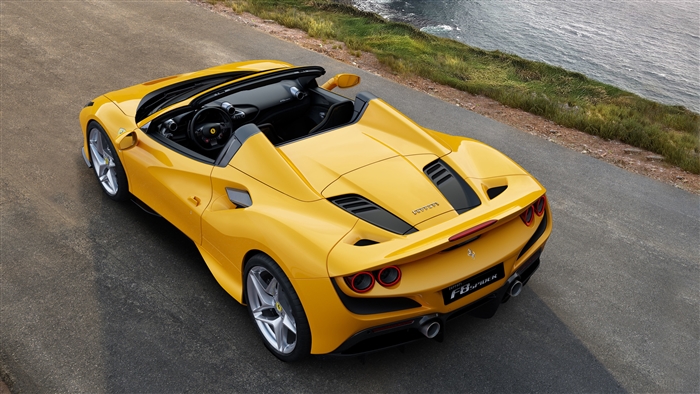 Yellow Ferrari F8 Spider 2019 4K