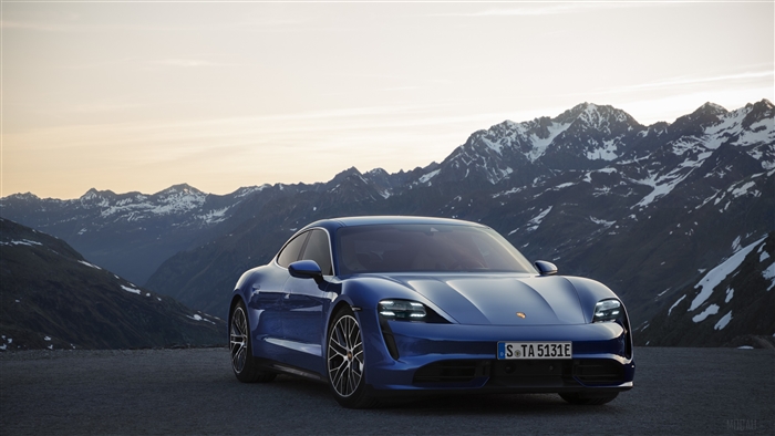 Blue Porsche Taycan Turbo 2019 4K