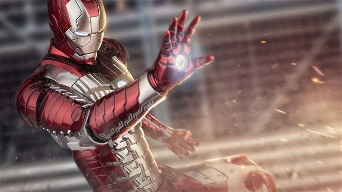 Iron Man in red and silver suit