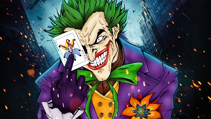 Joker Illustration with Card and Green Hair 4K