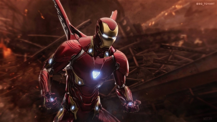 Iron Man in a destroyed environment 4K