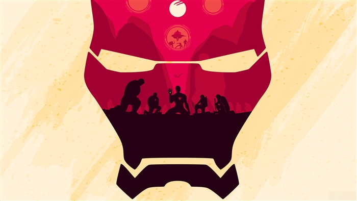 Iron Man Mask with Avengers Silhouette 4K
