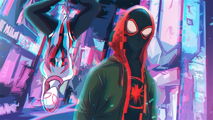 Miles Morales and Spider-Gwen from Spider-Man: Into the Spider-Verse 4K