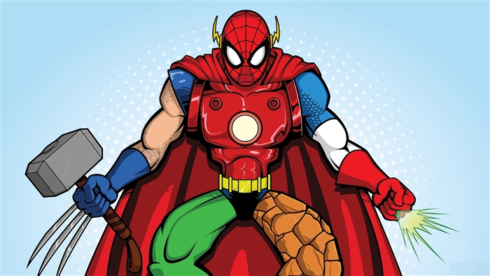 Superhero Mashup with Thor's Hammer and Wolverine's Claws