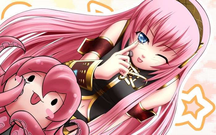 Pink-Haired Vocaloid Luka with Cute Octopus