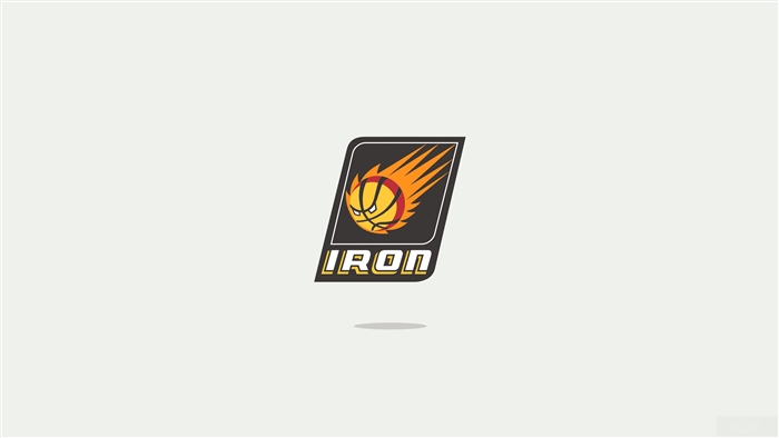 Iron basketball logo with flames 4K