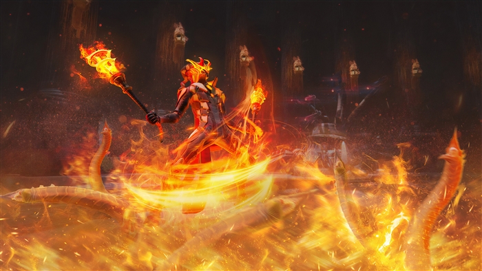 Character engulfed in flames holding a torch