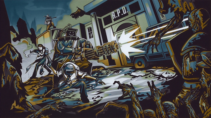 PUBG characters fighting zombies at R.P.D.