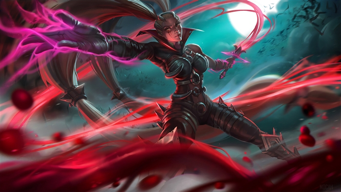 Woman with pink energy and sword from Pagan Online 4K