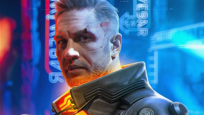 Tom Hardy as Cyberpunk 2077 character 4K