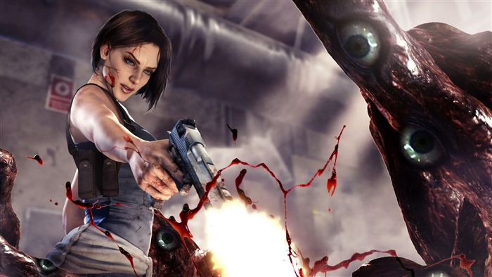 Jill Valentine fighting a monster in Resident Evil 4K