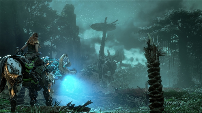 Aloy riding a machine in Horizon Zero Dawn 4K
