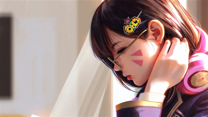 D.Va from Overwatch reading a book 4K