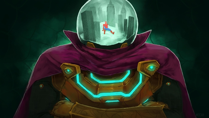 Mysterio with Spider-Man trapped in his helmet 4K