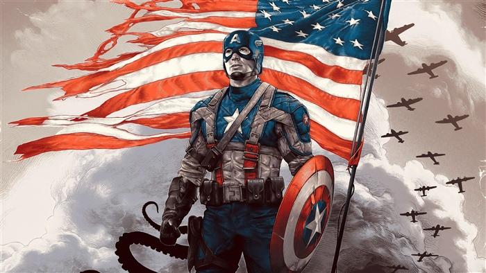 Captain America from Marvel Movie Poster Art 4K