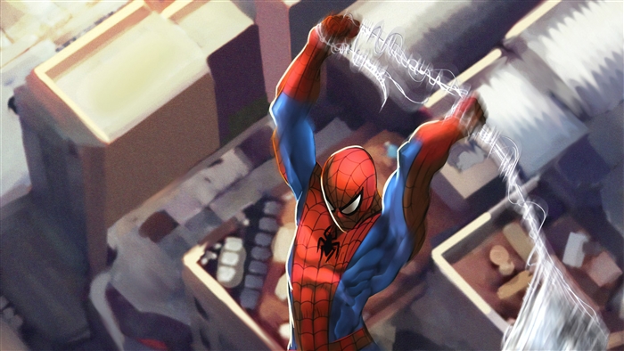 Spider-Man swinging through city 4K