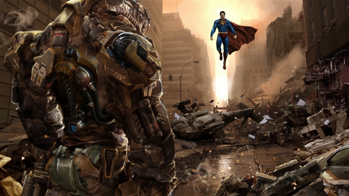 Superman vs. Monster in Destroyed City 4K